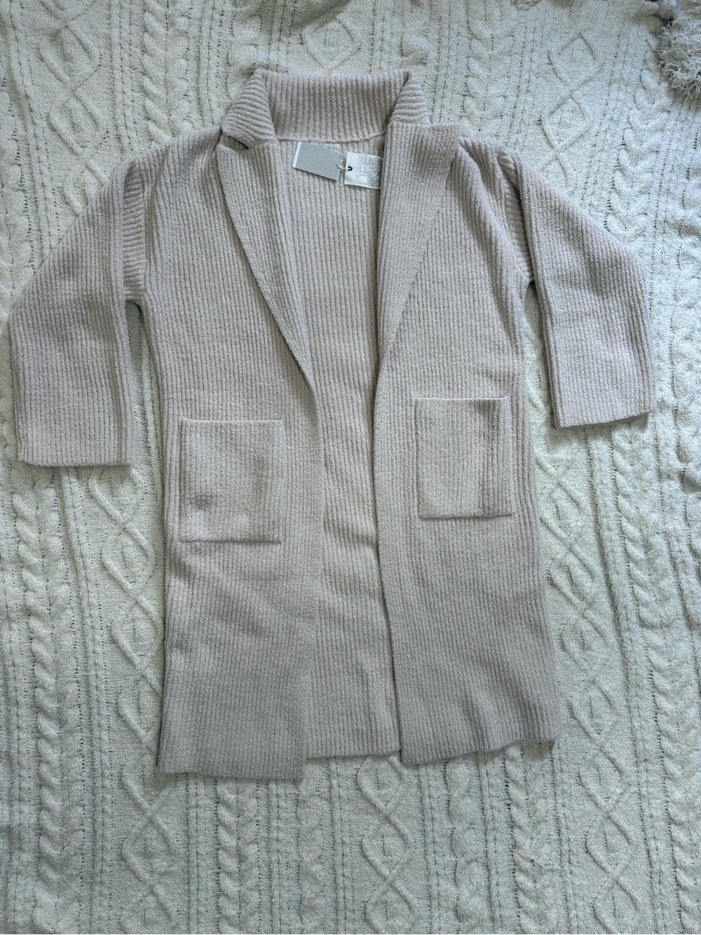 Barefoot Dreams Sand Dune Pink Cotton Ribbed Cardigan Large XL - Picture 5 of 16